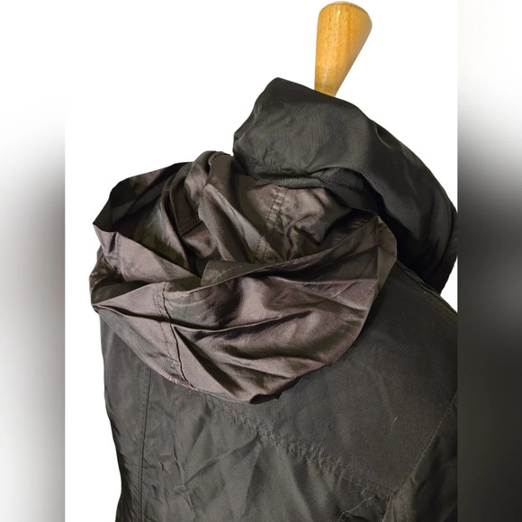 Geox Respira Trench Coat Size 6 Hooded Lightweight Water Resistant Dark Academia - Picture 6 of 11